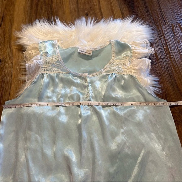 Vintage Night moves satiny sleep top lace blue size large 60s - Picture 3 of 7